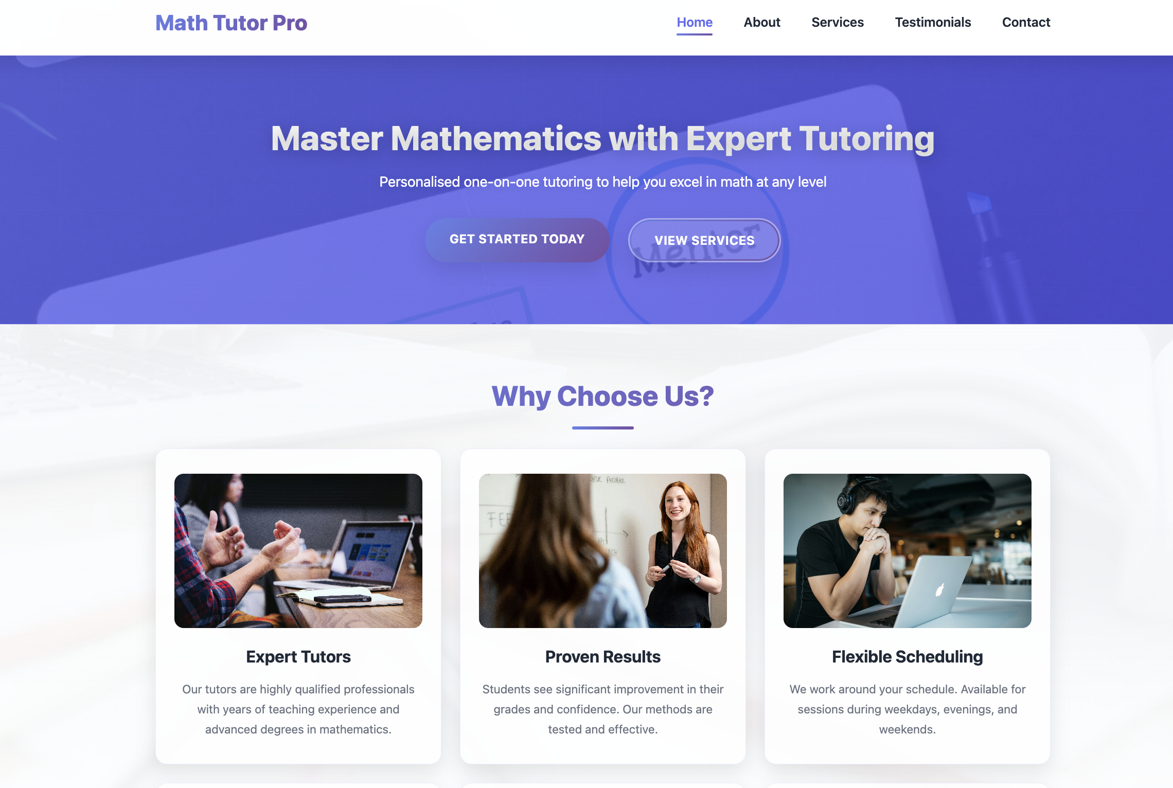 Maths Tutor Sample Site
